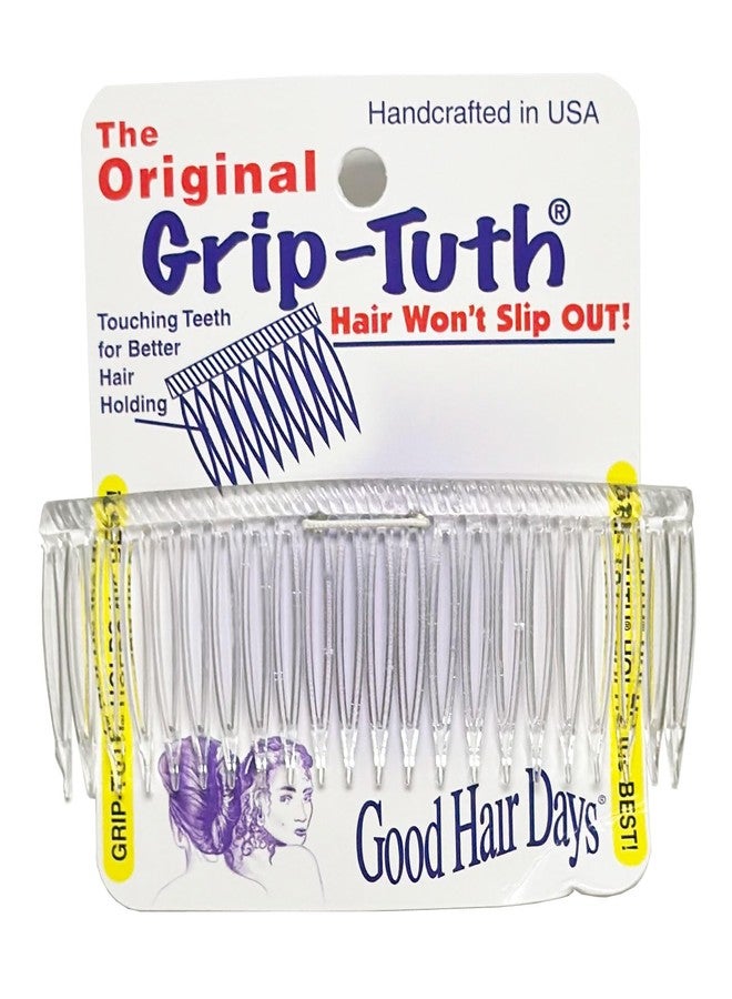 Good Hair Days Grip‑Tuth Frenchy Side Comb – 4″ Side Comb for All Hair Types, Decorative Styling Tool & Bridal Jewelry & Accessory – Crystal